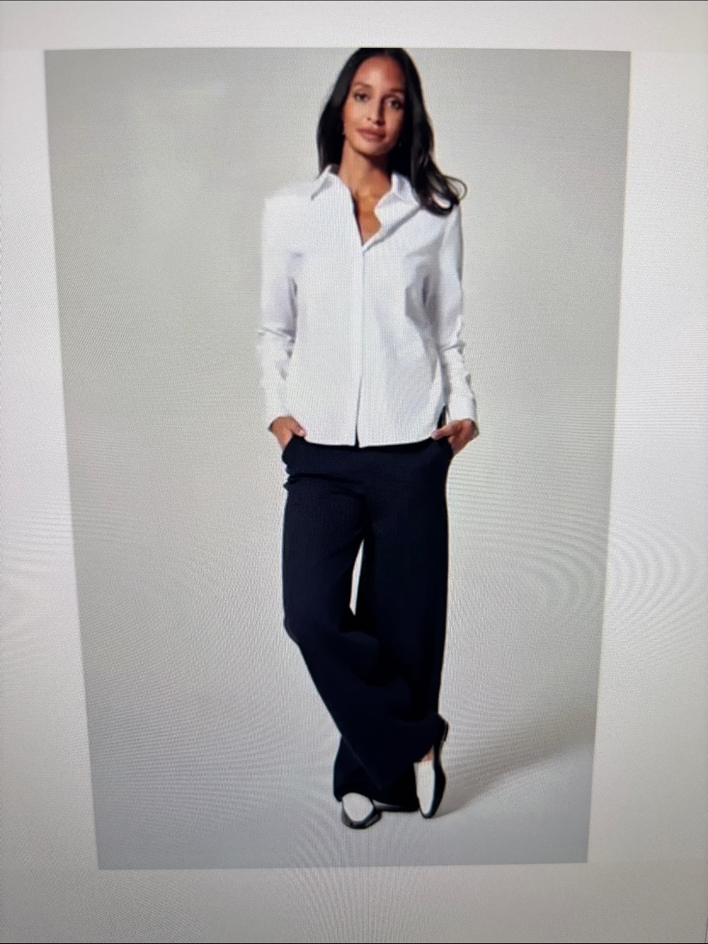 SPANX Stretch Poplin size XL Tailored, Faux Button Front Pullover, Classic White
